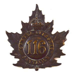 116th Battalion (Ontario County) Canadian Expeditionary Force Cap Badge (1915–1920 Pattern)