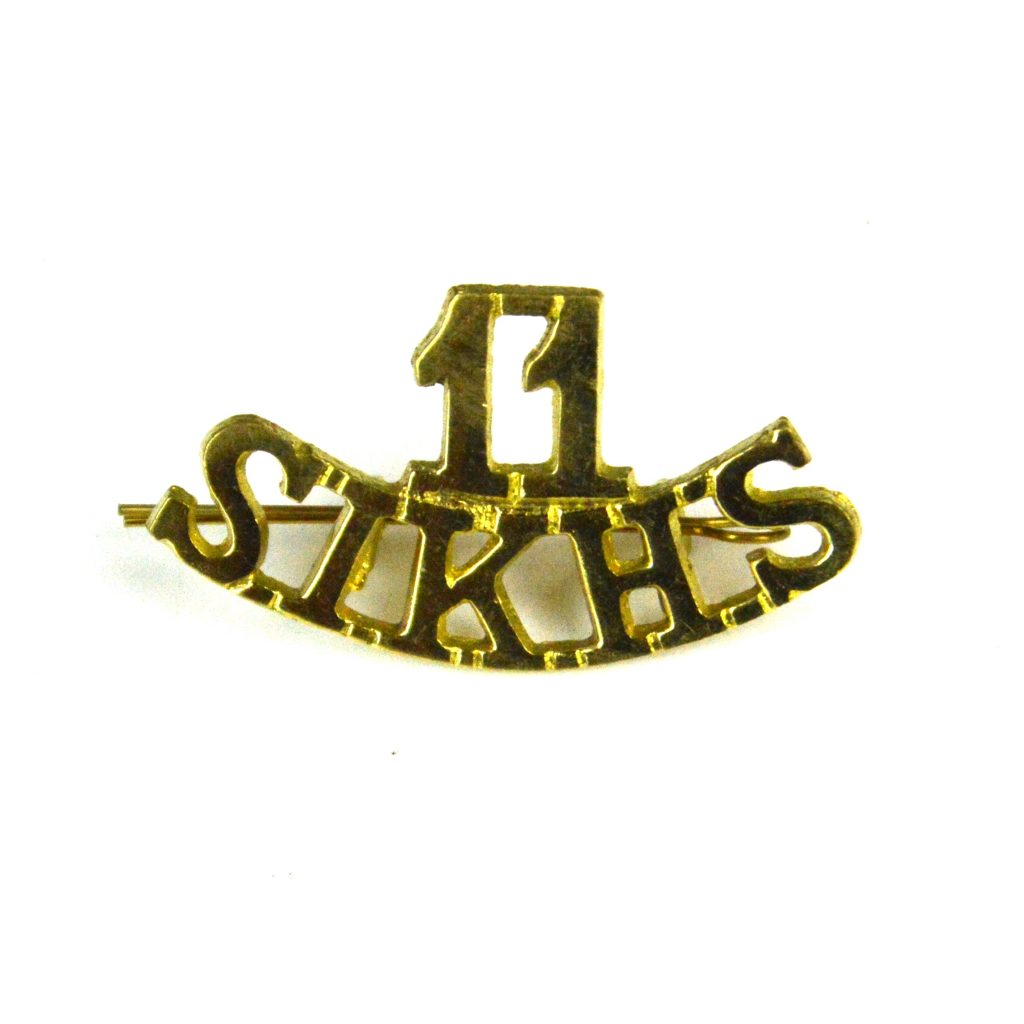 11th Sikhs Cast Brass Shoulder Title Jeremy Tenniswood Militaria