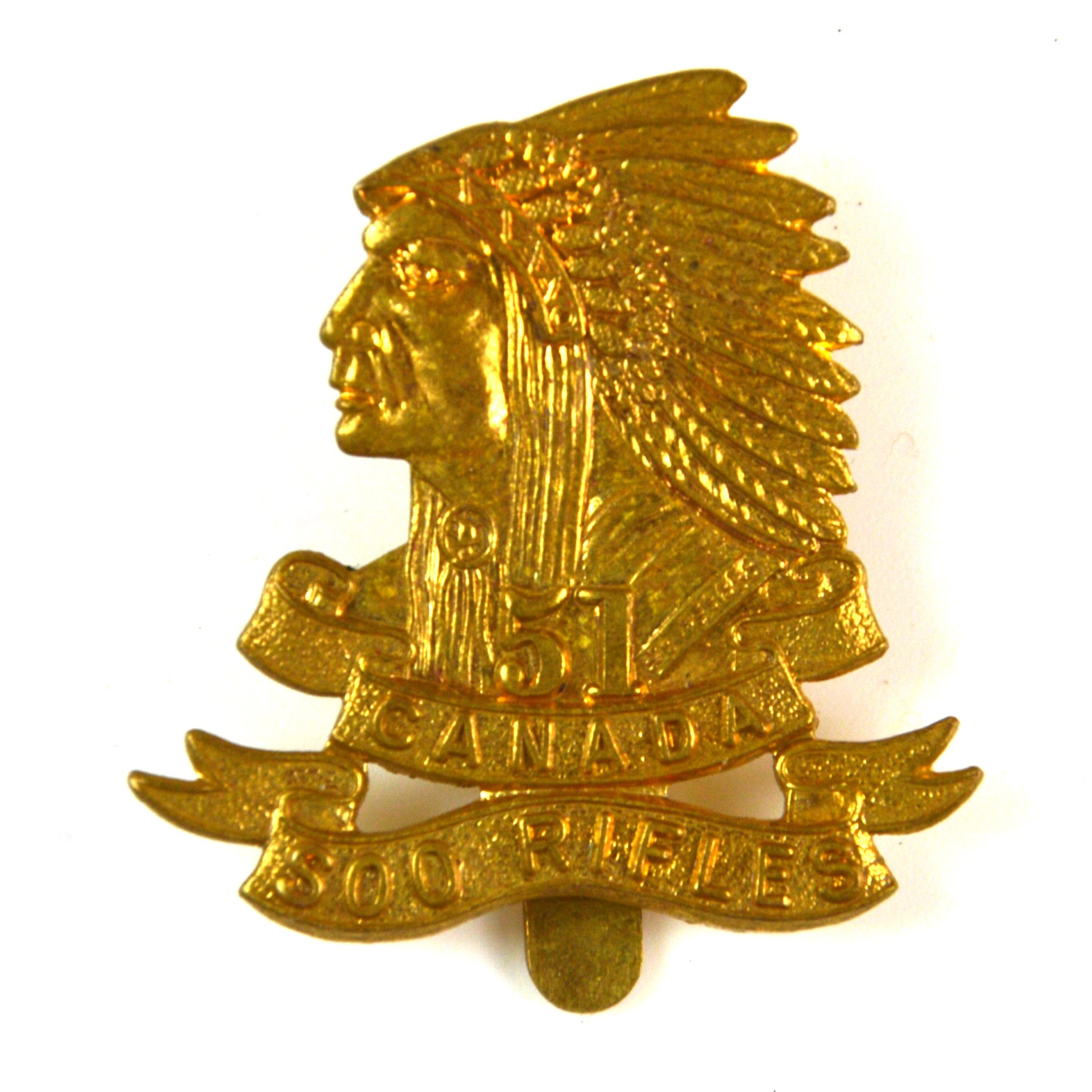 Canadian Expeditionary Force 51st Regiment (Soo Rifles) (1914-1920 Pattern) Cap Badge, Restrike
