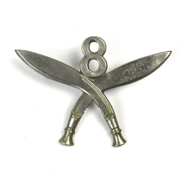 8th Gurkha Rifles Cap Badge, White Metal Restrike