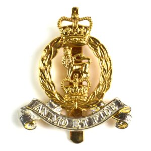 Adjutant General's Corps (AGC) Officer's Gilt and Silver Plate Cap Badge, Queen's Crown