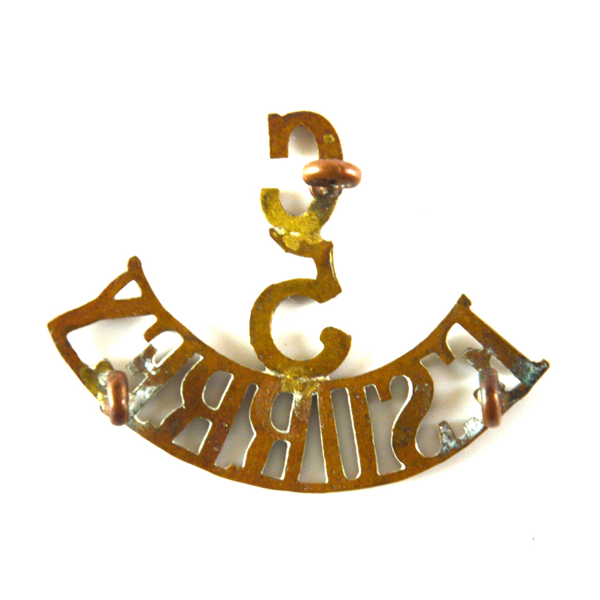 5th Cadet Battalion, East Surrey Regiment (C / 5 / E. SURREY) 3-Line Brass Shoulder Title - Image 2
