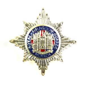 Royal Dragoon Guards Silver Plate and Enamel Cap Badge
