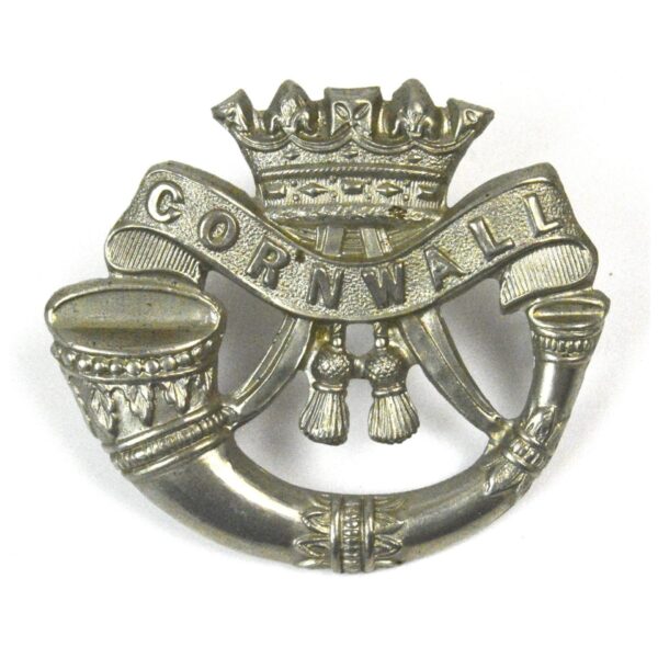 Duke of Cornwall's Light Infantry Cap Badge, White Metal, Original