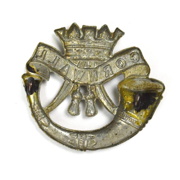 Duke of Cornwall's Light Infantry Cap Badge, White Metal, Original - Image 2