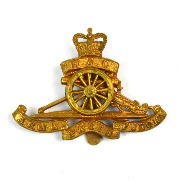 Restrike Honourable Artillery Company (HAC) Artillery Queen's Crown (Moving Wheel Type) Cap Badge