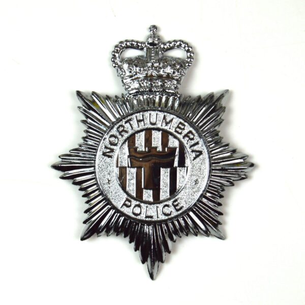 Northumbria Police Chrome Helmet Plate, Queen's Crown
