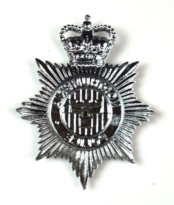 Northumbria Police Chrome Helmet Plate, Queen's Crown - Image 2
