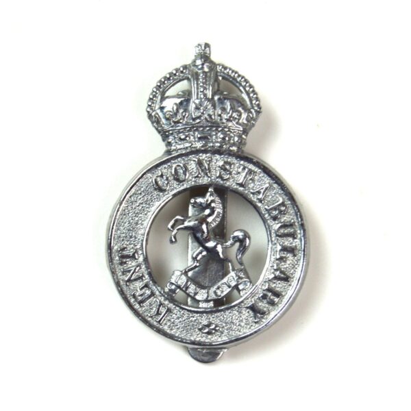 Kent Constabulary Chrome Cap Badge, King's Crown