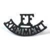 Frontier Force Regiment (FF/REGIMENT) Blackened Brass Cast Shoulder Title