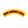 Royal Armoured Corps Embroidered Shoulder Title, Red on Yellow