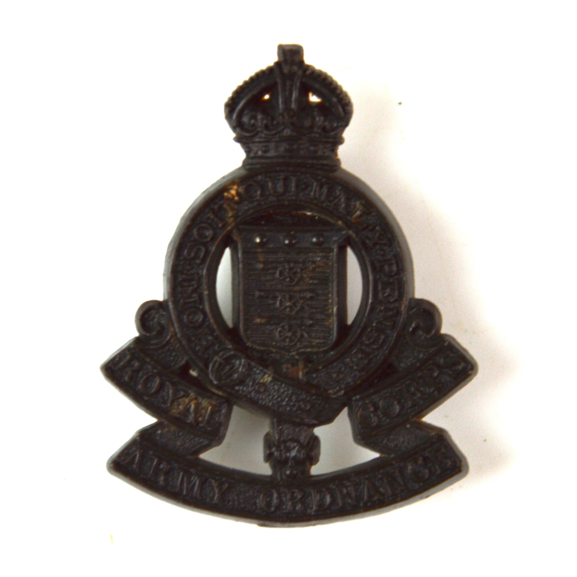 Royal Army Ordnance Corps (RAOC) Economy Plastic Cap Badge, King's Crown