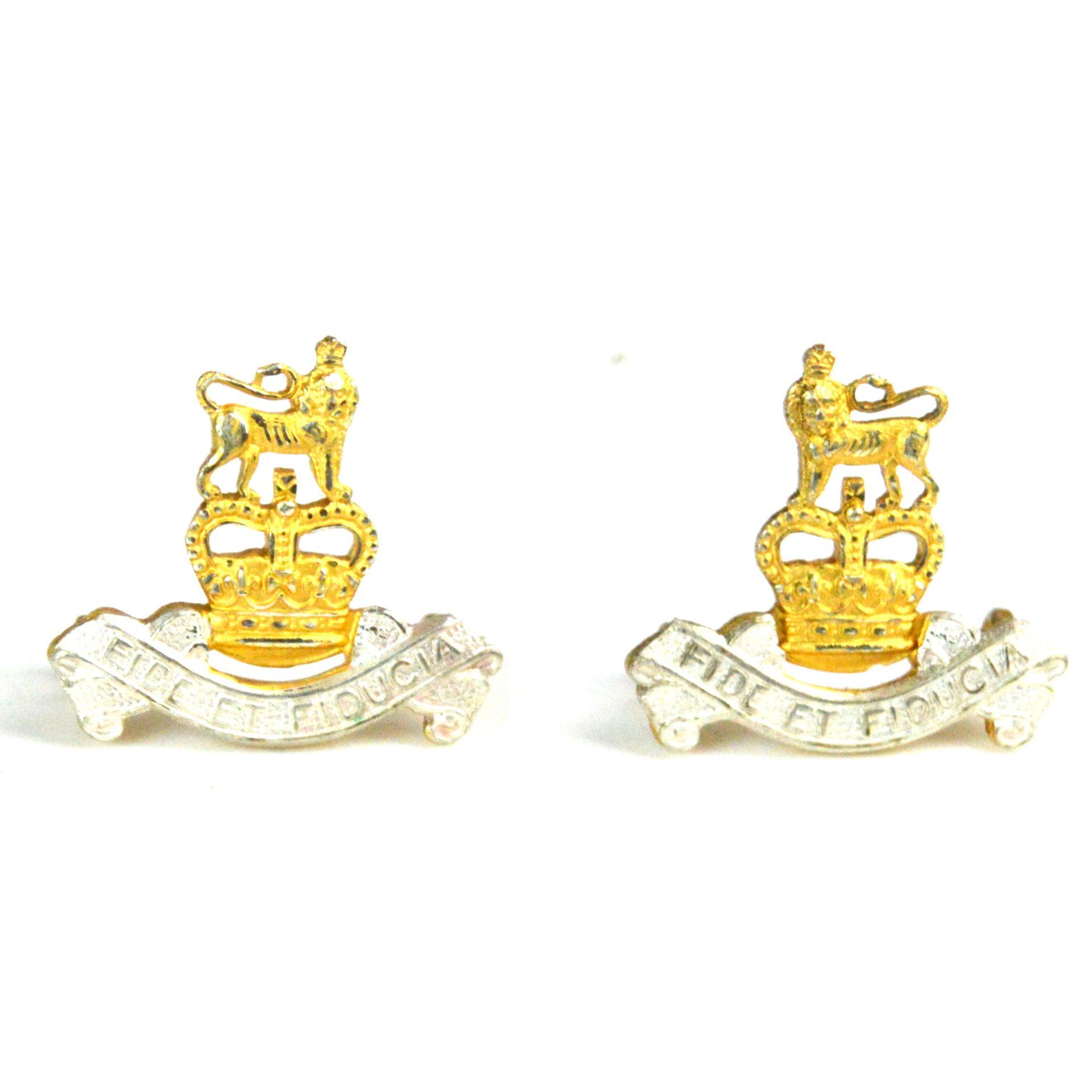 Royal Army Pay Corps Officer's Quality Queen's Crown Collar Badges, Pair