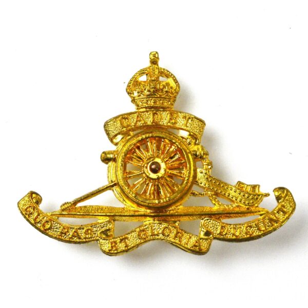 Royal Artillery Cadets (Moving Wheel) King's Crown Cap Badge, Gilding Metal Restrike