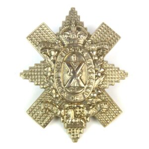 Restrike Royal Highlanders (Black Watch) Scroll Pattern Glengarry Badge, King's Crown Restrike