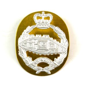 Royal Tank Regiment (RTR) (1953-2022 Pattern) Officer's Silver Plate Cap Badge, Queen's Crown