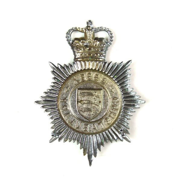 Essex Constabulary Chrome Helmet Plate, Queen's Crown - Image 2