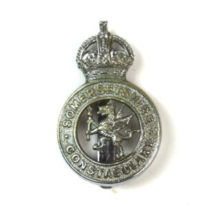 Somersetshire Constabulary Nickel Plate Cap Badge, King's Crown