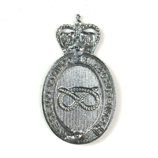 Staffordshire County Police Chrome and Enamel Helmet Plate, Queen's Crown - Image 2