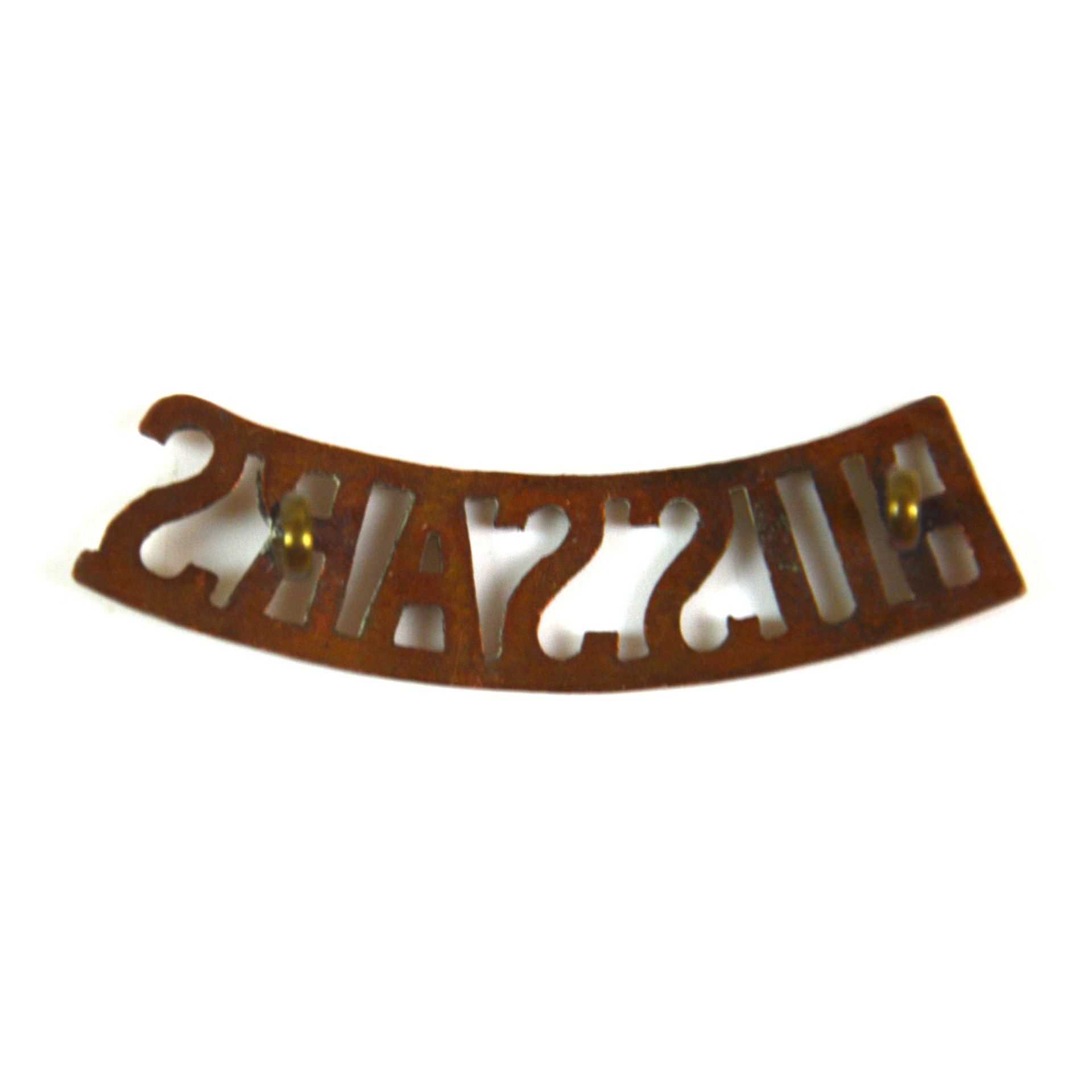 Canadian 1st Hussars (HUSSARS) Bronze Shoulder Title - Image 2