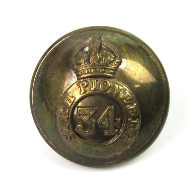 34th Sikh Pioneers Officer's Button, King's Crown (25mm)