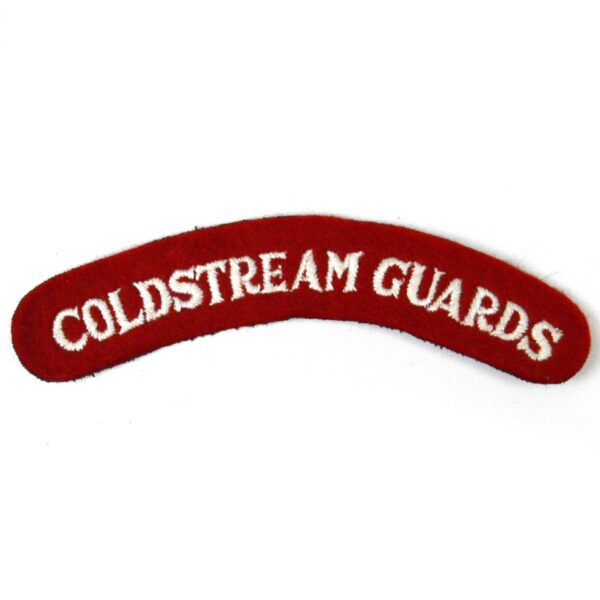 Coldstream Guards Cloth Shoulder Title, White on Red