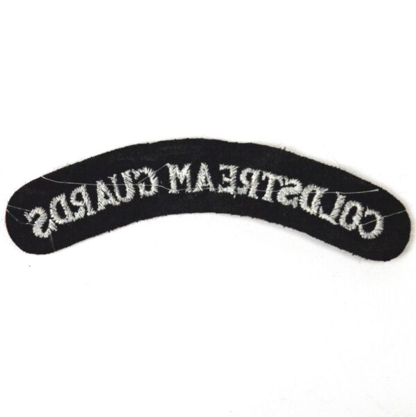 Coldstream Guards Cloth Shoulder Title, White on Red - Image 2
