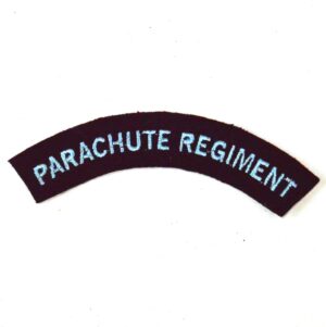 Parachute Regiment Embroidered Shoulder Title, Light Blue on Maroon