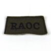 Royal Army Ordnance Corps (RAOC) Embroidered Shoulder Title, Black on Khaki
