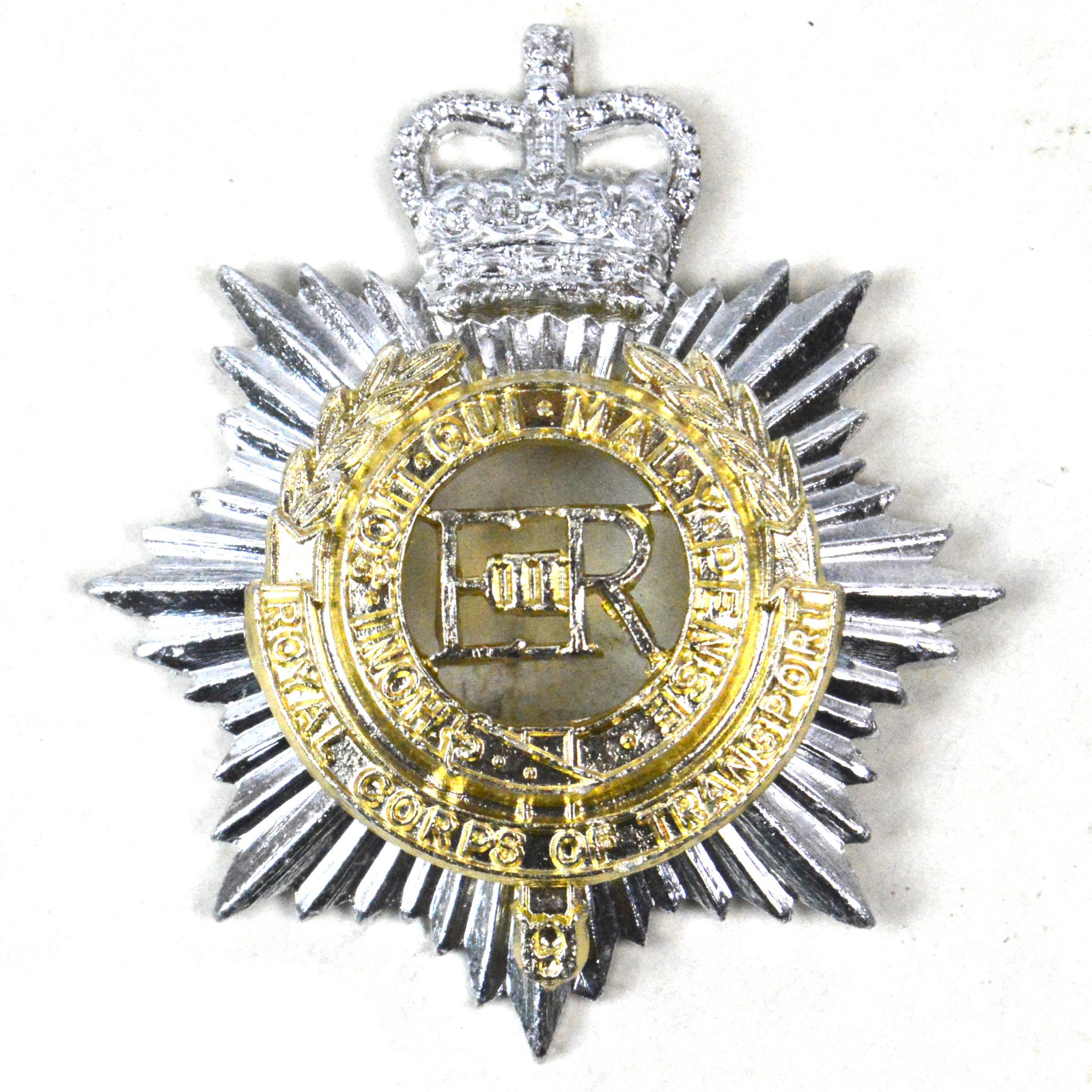 Royal Corps of Transport Cap Badge, Queens Crown, Anodised Aluminium