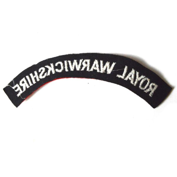 Royal Warwickshire Cloth Shoulder Title, White on Red - Image 2