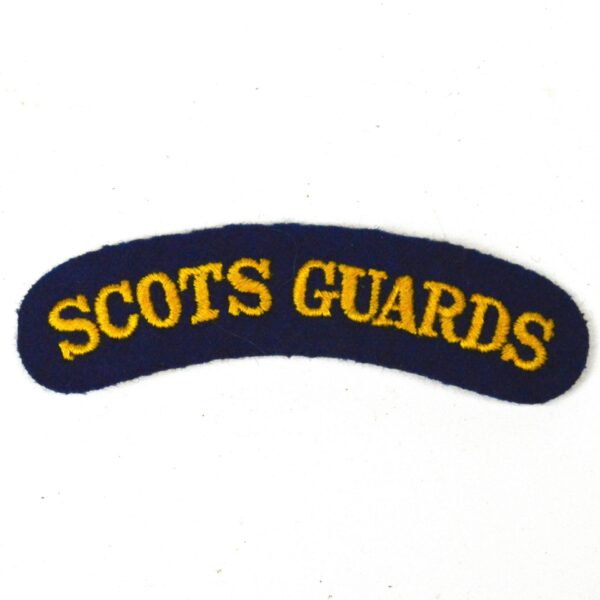 Scots Guards Cloth Shoulder Title, Yellow on Blue