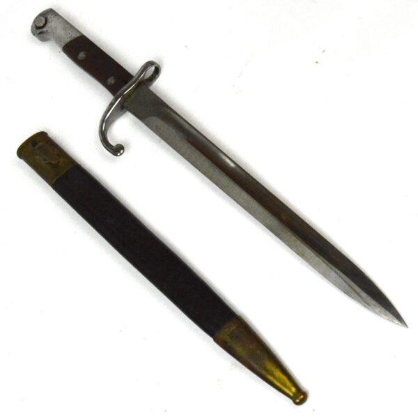 Brazilian Model 1908/34 Mauser Bayonet, Brass Mounted Leather Scabbard