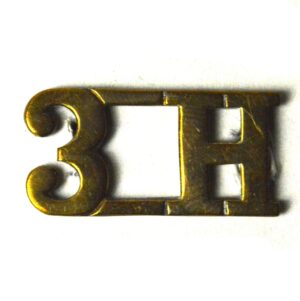 3H - 3rd Hussars Brass Shoulder Title (Original)