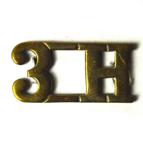 3H - 3rd Hussars Brass Shoulder Title (Original)