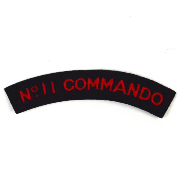 No.11 Commando Embroided Shoulder Title, Red on Navy Blue