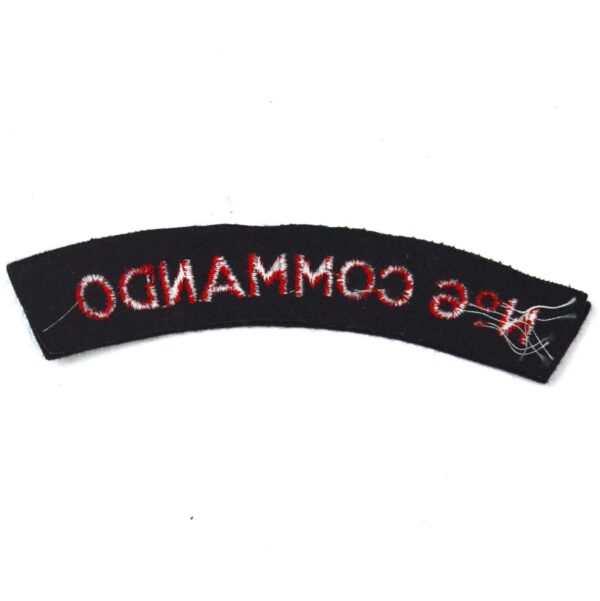6 Commando Embroidered Shoulder Title (Red on Navy Blue) - Image 2