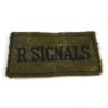 Royal Signals Embroidered Shoulder Title, Black on Light Khaki