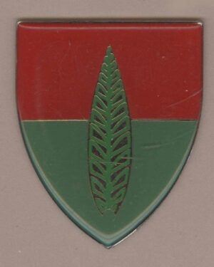 10th ARTILLERY AIR DEFENCE SCHOOL - gold leaf on half red, half green background
