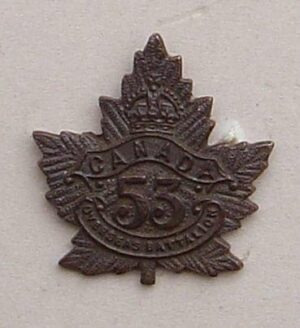 53rd OVERSEAS BATTALION or's dark bronze collar dg