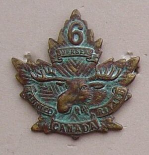 6th OVERSEAS MOUNTED RIFLES pickled bronze collar