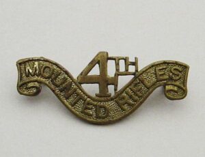SOUTH AFRICA 4th MOUNTED RIFLES g/m shoulder title