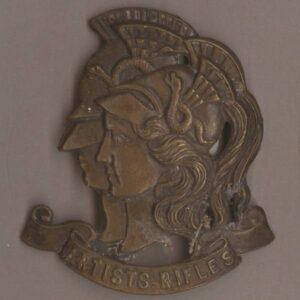 ARTISTS RIFLES g/m WWI period cap badge with hook