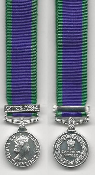 CAMPAIGN SERVICE MEDAL 1962 clasp 'CYPRUS 1963-64'