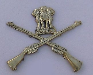 CROSSED RIFLES, ASHOKA'S LIONS above, 'MARKSMAN'