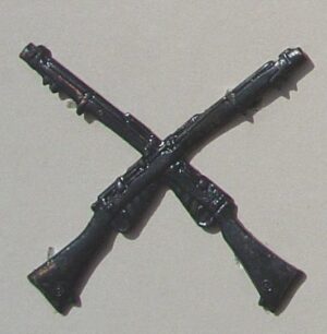 CROSSED RIFLES - 'bronzed' metal - MARKSMAN