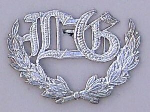 L.G in OLD ENGLISH in WREATH silver plate LEWIS