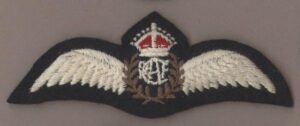 R.C.A.F. PILOTS WING K.C. embroidered, padded cent