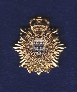 RLC lapel badge CAP BADGE gilt QC