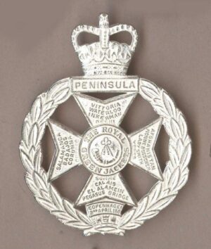 ROYAL GREEN JACKETS QC OFFICERS sil.pl. cap badge